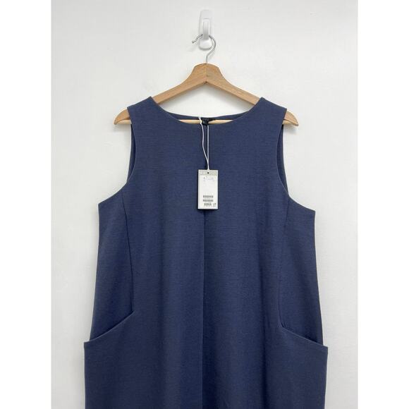 NWT COS Wool-Blend Mixed Media A-Line Minimalist Jumper Shift Dress Pocket Large - Picture 4 of 13